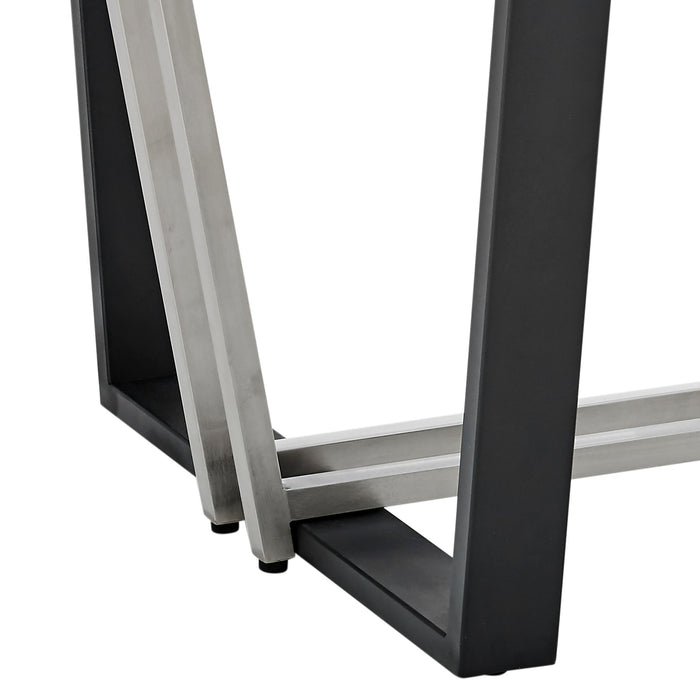 Kai Anastasia 5 Piece Rectangular Glass Dining Table Set with Matte Black Iron and Light Gray Faux Leather