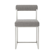 Kai Anastasia 5 Piece Rectangular Glass Dining Table Set with Brushed Stainless Steel and Light Gray Fabric - Furniture City (CA)l