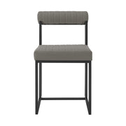 Kai Anastasia 7 Piece Rectangular Glass Dining Table Set with Matte Black Iron and Light Gray Faux Leather - Furniture City (CA)l