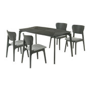 Kalia 5 Piece Wood Dining Set in Gray Finish with Gray Fabric - Furniture City (CA)l