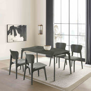 Kalia 5 Piece Wood Dining Set in Gray Finish with Gray Fabric - Furniture City (CA)l