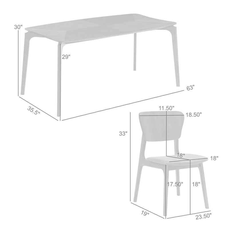 Kalia 7 Piece Wood Dining Set in Gray Finish with Gray Fabric - Furniture City (CA)l