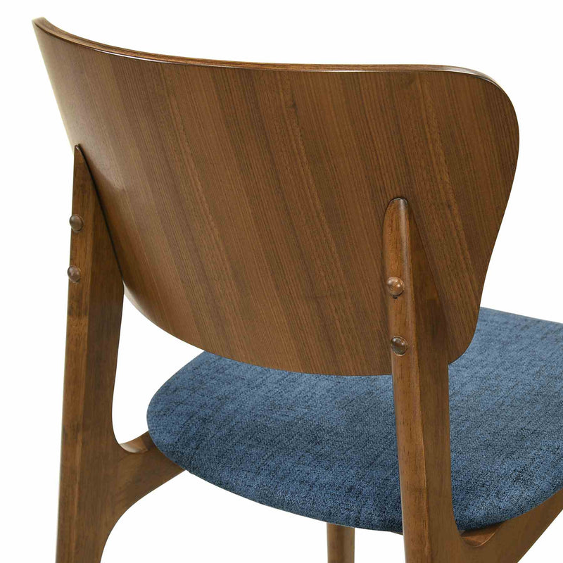 Kalia 5 Piece Wood Dining Set in Walnut Finish with Blue Fabric - Furniture City (CA)l
