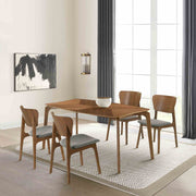 Kalia 5 Piece Wood Dining Set in Walnut Finish with Charcoal Fabric - Furniture City (CA)l