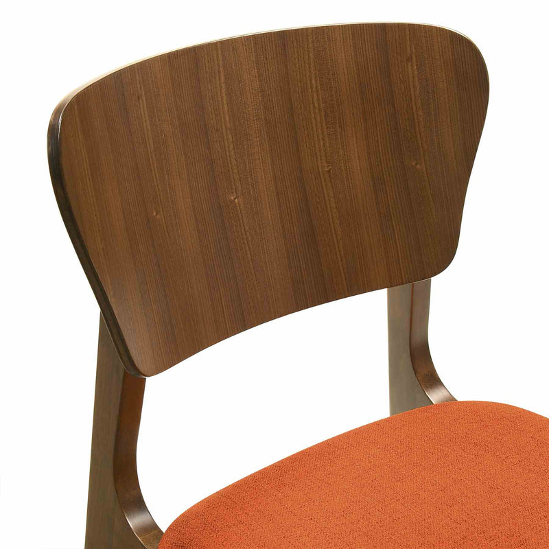 Kalia 5 Piece Wood Dining Set in Walnut Finish with Orange Fabric - Furniture City (CA)l