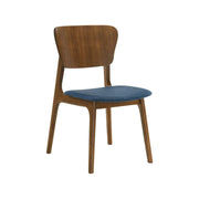 Kalia 7 Piece Wood Dining Set in Walnut Finish with Blue Fabric - Furniture City (CA)l