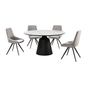 Knox Alison 5 Piece Dining Set with Gray Velvet Chairs - Furniture City (CA)l