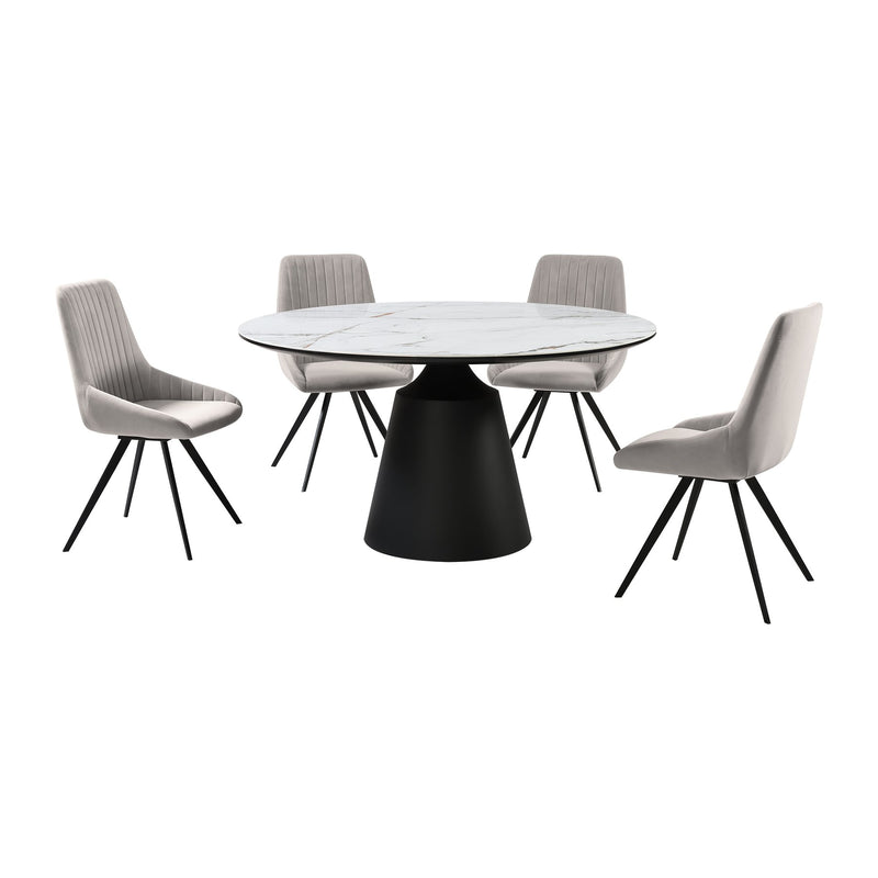 Knox Alison 5 Piece Dining Set with Gray Velvet Chairs - Furniture City (CA)l