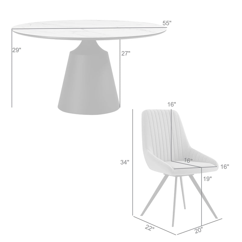 Knox Alison 5 Piece Dining Set with Gray Velvet Chairs - Furniture City (CA)l