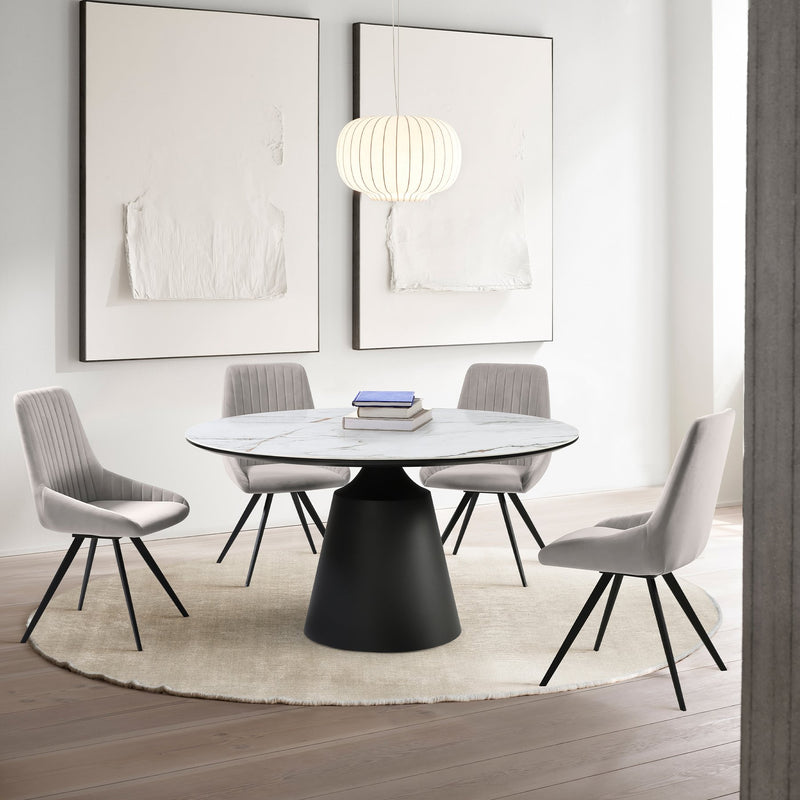 Knox Alison 5 Piece Dining Set with Gray Velvet Chairs - Furniture City (CA)l
