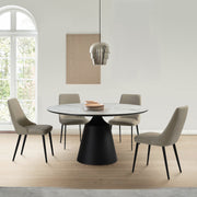 Knox Genesis 5 Piece Dining Set with Sintered Stone Top and Taupe Gray Faux Leather Chairs - Furniture City (CA)l