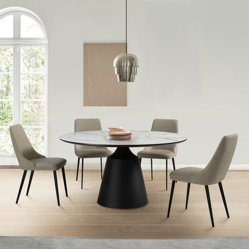 Knox Genesis 5 Piece Dining Set with Sintered Stone Top and Taupe Gray Faux Leather Chairs - Furniture City (CA)l