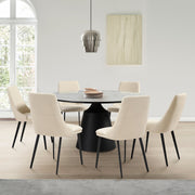 Knox Genesis 7 Piece Dining Set with Sintered Stone Top and Beige Faux Leather Chairs - Furniture City (CA)l