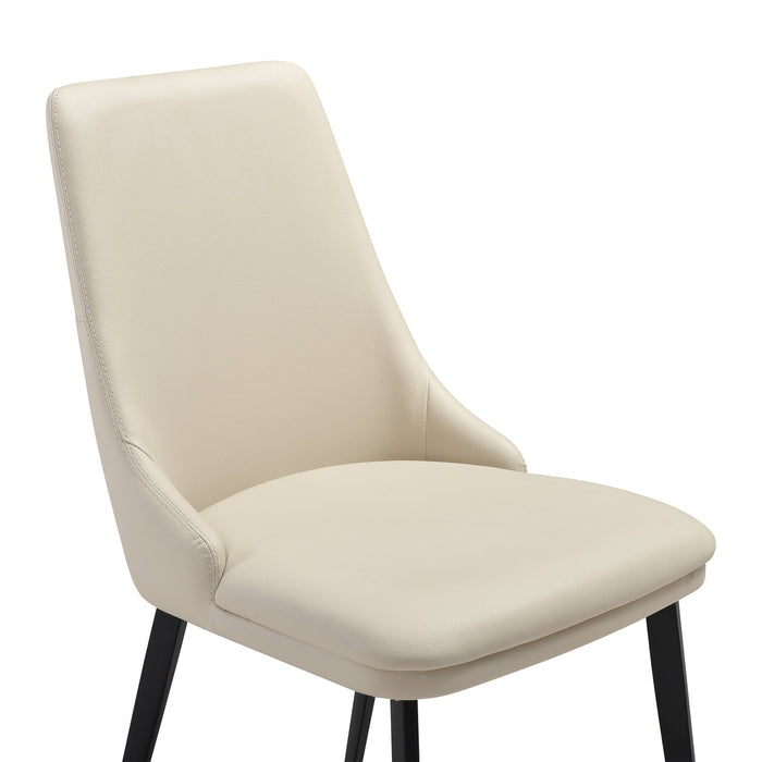 Knox Genesis 7 Piece Dining Set with Sintered Stone Top and Beige Faux Leather Chairs