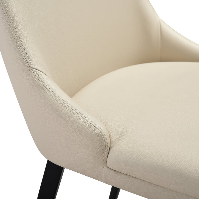 Knox Genesis 7 Piece Dining Set with Sintered Stone Top and Beige Faux Leather Chairs - Furniture City (CA)l