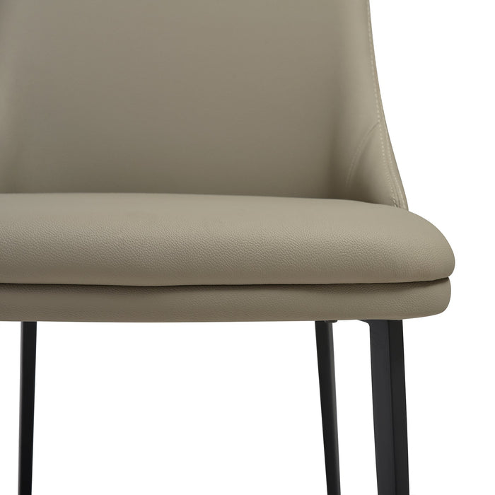 Knox Genesis 7 Piece Dining Set with Sintered Stone Top and Taupe Gray Faux Leather Chairs