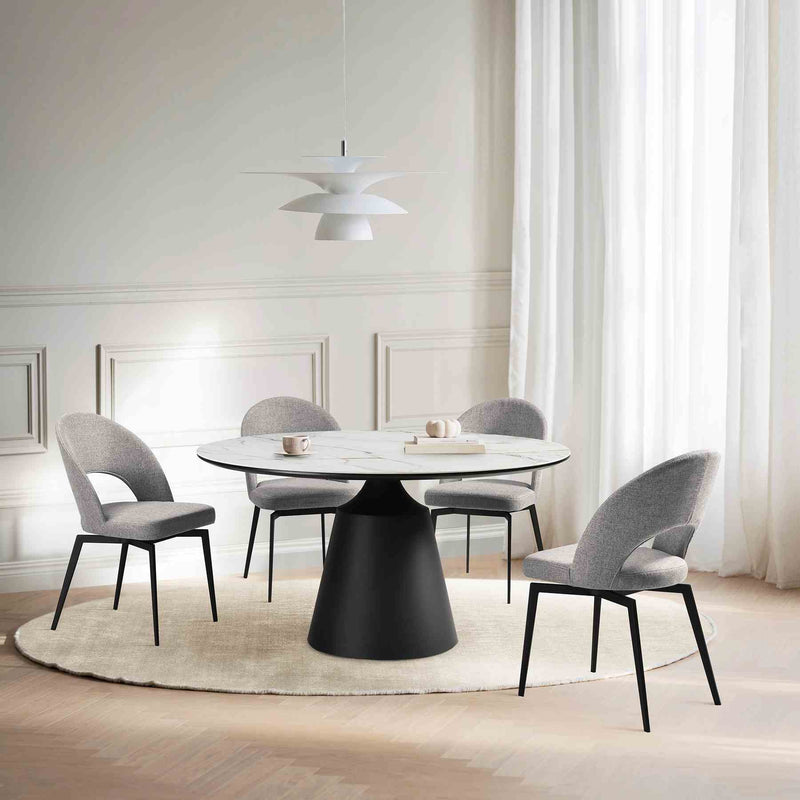 Knox Lucia 5 Piece Dining Set with Sintered Stone Top and Gray Fabric Chairs - Furniture City (CA)l