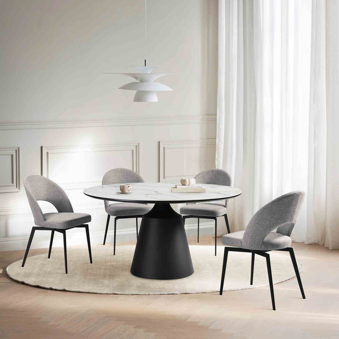 Knox Lucia 5 Piece Dining Set with Sintered Stone Top and Gray Fabric Chairs