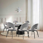 Knox Lucia 7 Piece Dining Set with Sintered Stone Top and Gray Fabric Chairs - Furniture City (CA)l
