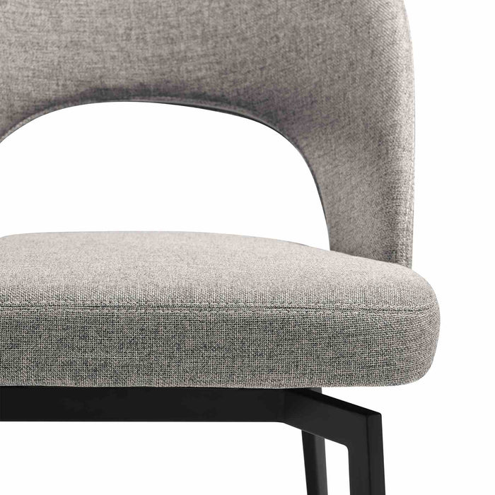 Knox Lucia 7 Piece Dining Set with Sintered Stone Top and Gray Fabric Chairs