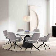Knox Penny 7 Piece Dining Set with Sintered Stone Top and Gray Fabric Chairs - Furniture City (CA)l