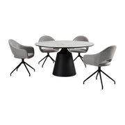 Knox Pria 5 Piece Dining Set with Sintered Stone Top and Gray Fabric Chairs - Furniture City (CA)l