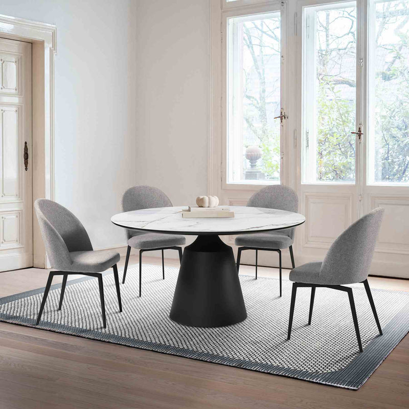 Knox Sunny 5 Piece Dining Set with Gray Fabric Chairs - Furniture City (CA)l