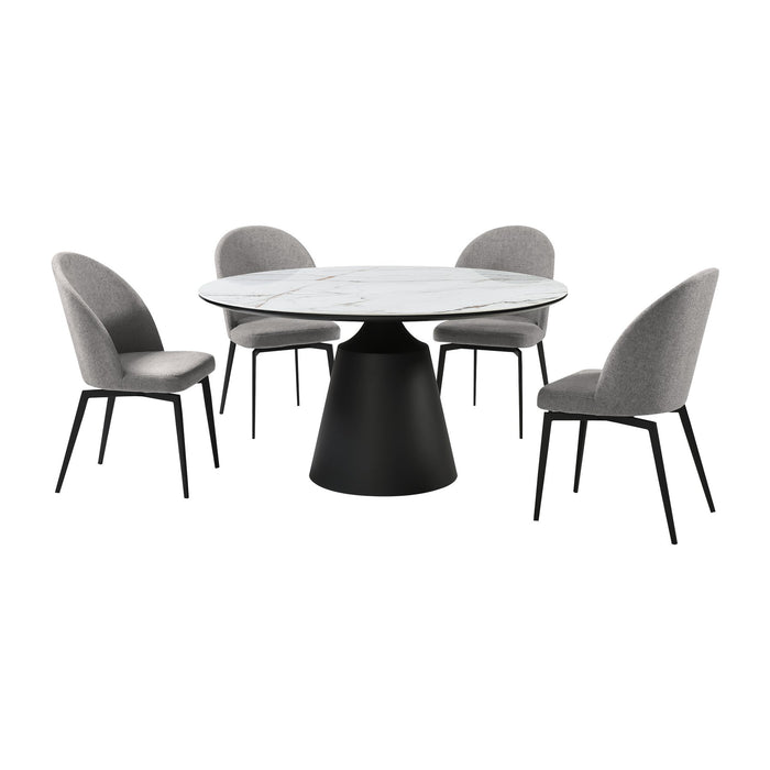 Knox Sunny 5 Piece Dining Set with Gray Fabric Chairs