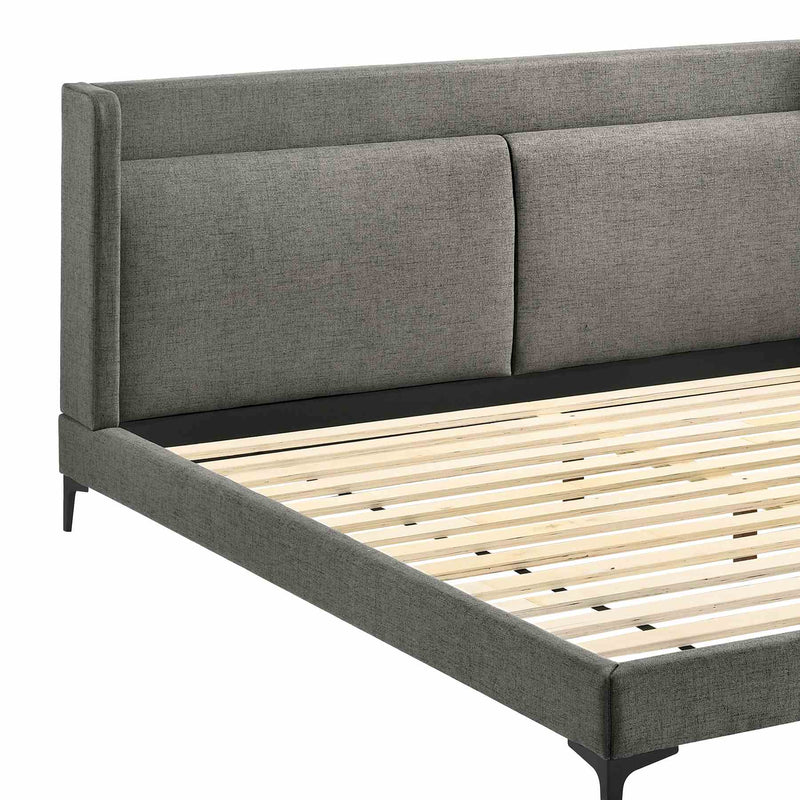 Legend 3 Piece Gray Fabric King Platform Bed and Nightstands Bedroom Set - Furniture City (CA)l