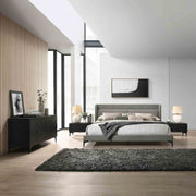 Legend 4 Piece Gray Fabric King Platform Bedroom Set with Dresser and Nightstands - Furniture City (CA)l