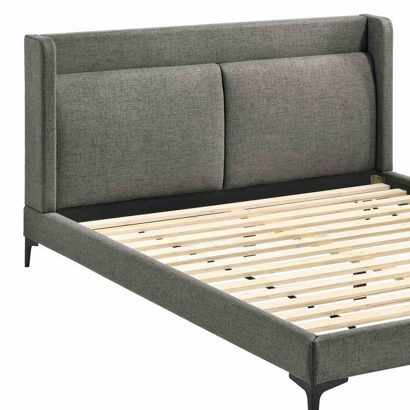 Legend 4 Piece Gray Fabric Queen Platform Bedroom Set with Dresser and Nightstands - Furniture City (CA)l