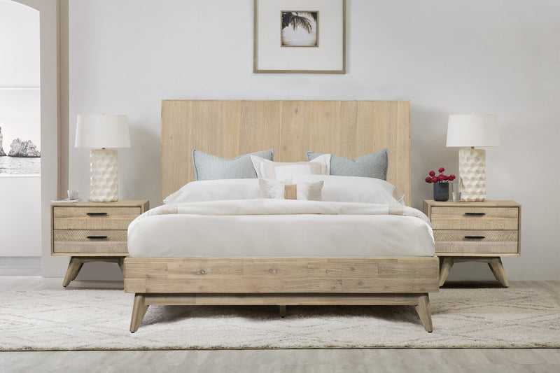 Baly 3 Piece Acacia King Platform Bed and Nightstands Bedroom Set - Furniture City (CA)l