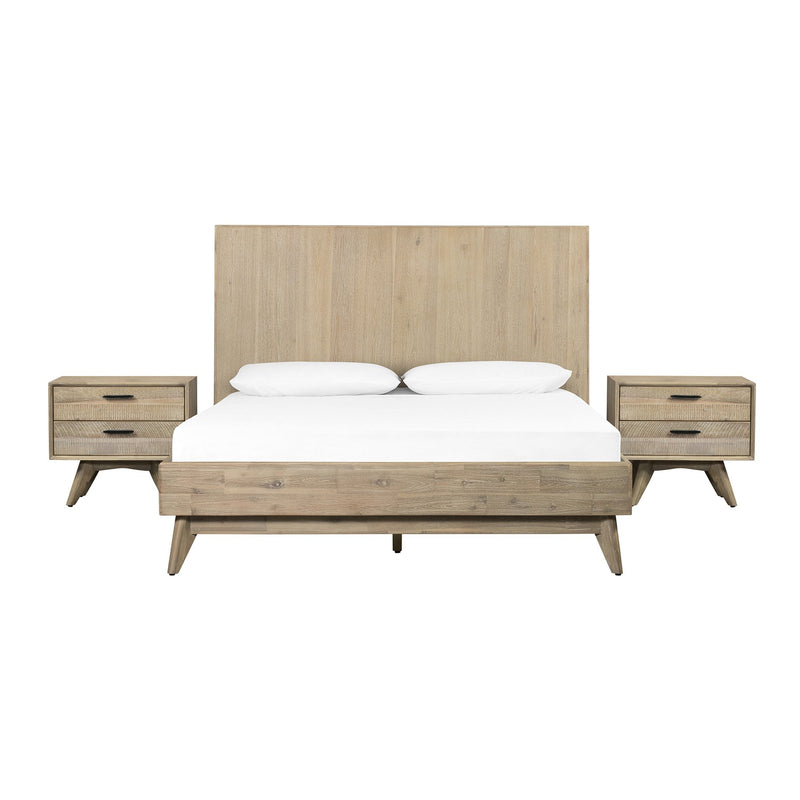 Baly 3 Piece Acacia Queen Platform Bed and Nightstands Bedroom Set - Furniture City (CA)l