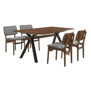 Laredo and Lima 5 Piece Walnut Rectangular Dining Set - Furniture City (CA)l