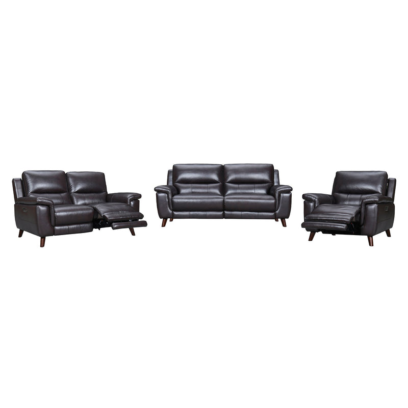 Lizette Brown Leather Power Recliner 3 Piece Living Room Set with USB - Furniture City (CA)l
