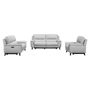 Lizette Dove Gray Leather Power Recliner 3 Piece Living Room Set with USB - Furniture City (CA)l