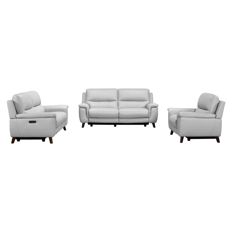 Lizette Dove Gray Leather Power Recliner 3 Piece Living Room Set with USB - Furniture City (CA)l