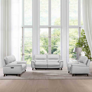 Lizette Dove Gray Leather Power Recliner 3 Piece Living Room Set with USB - Furniture City (CA)l