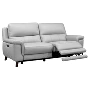 Lizette Dove Gray Leather Power Recliner 3 Piece Living Room Set with USB - Furniture City (CA)l