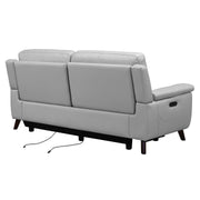 Lizette Dove Gray Leather Power Recliner 3 Piece Living Room Set with USB - Furniture City (CA)l
