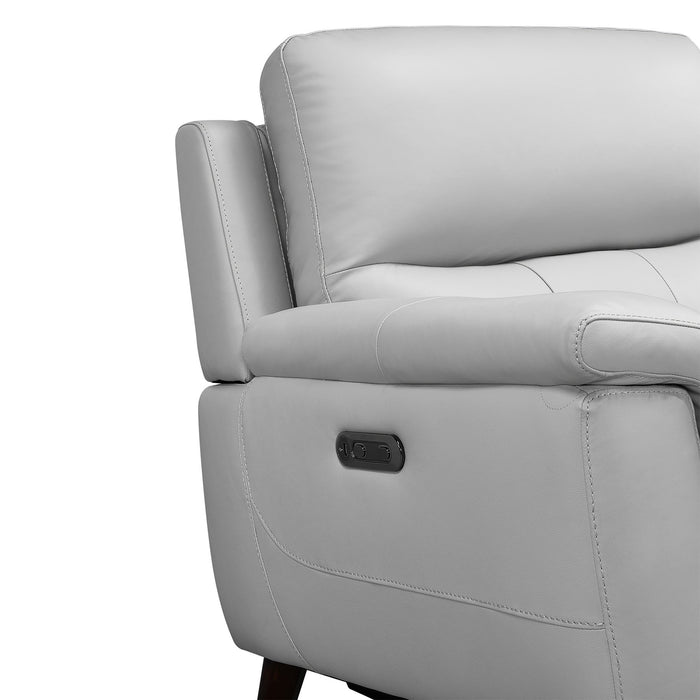 Lizette Dove Gray Leather Power Recliner 3 Piece Living Room Set with USB