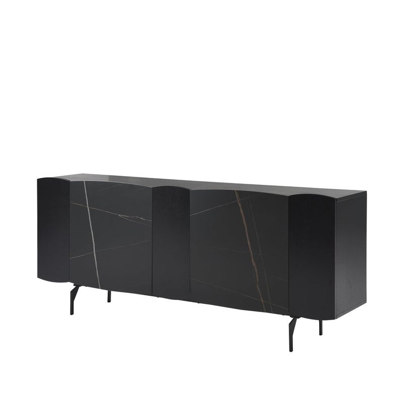 Moore Modern 8-Piece Dining Set with Sintered Stone Table Top and 4-Door Sideboard - Furniture City (CA)l