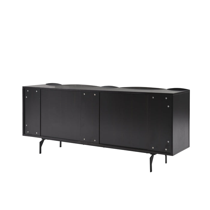 Moore Modern 8-Piece Dining Set with Sintered Stone Table Top and 4-Door Sideboard