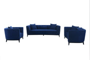Melange 3 Piece Blue Velvet Living Room Seating Set - Furniture City (CA)l