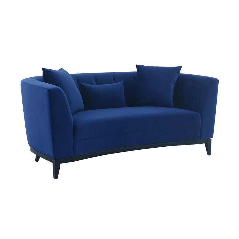 Melange 3 Piece Blue Velvet Living Room Seating Set - Furniture City (CA)l