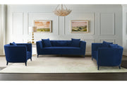 Melange 3 Piece Blue Velvet Living Room Seating Set - Furniture City (CA)l