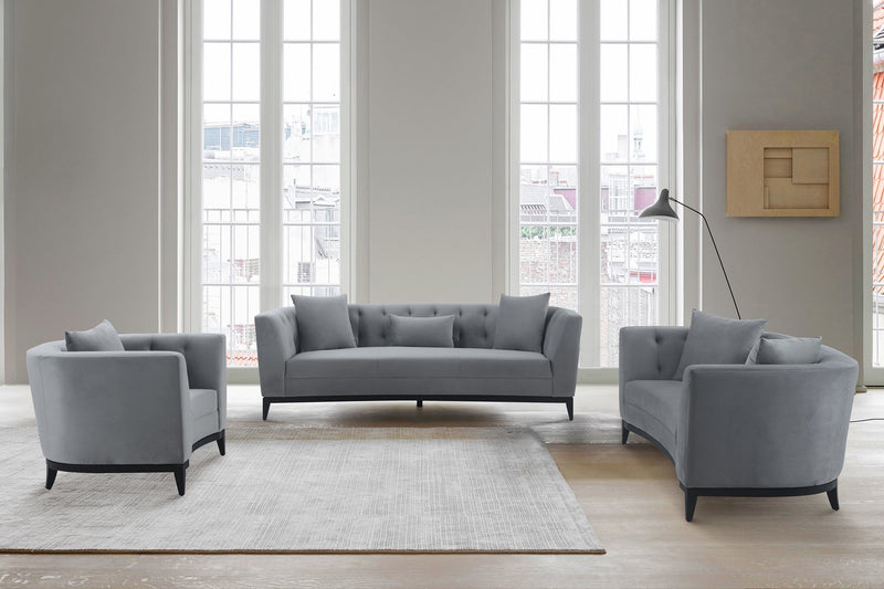 Melange 3 Piece Gray Velvet Living Room Seating Set - Furniture City (CA)l
