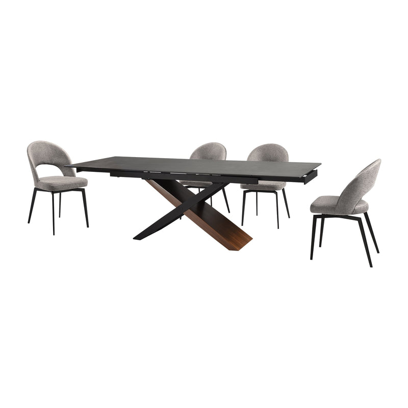 Milena Lucia 5 Piece Extendable Dining Set with Gray Fabric Chairs - Furniture City (CA)l