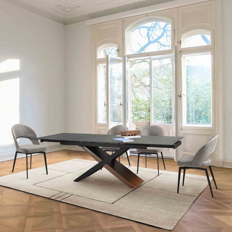 Milena Lucia 5 Piece Extendable Dining Set with Gray Fabric Chairs - Furniture City (CA)l