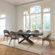 Milena Lucia 7 Piece Extendable Dining Set with Brown Fabric Chairs - Furniture City (CA)l
